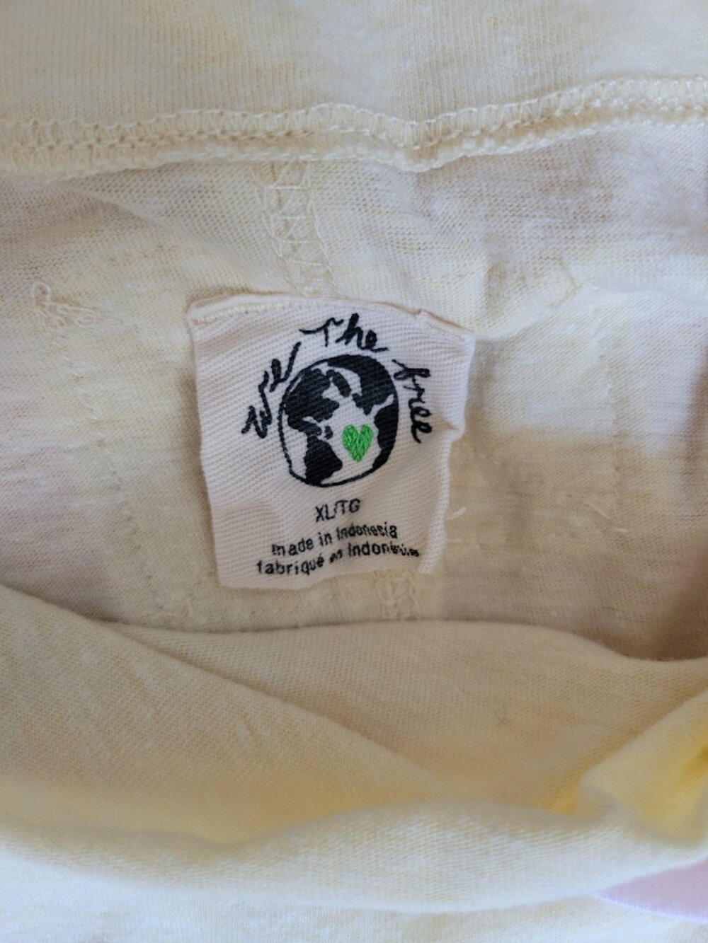Free People "We the Free" 100% Cotton Baby Yellow 3/4 Sleeve T-Shirt-XL - Picture 6 of 7